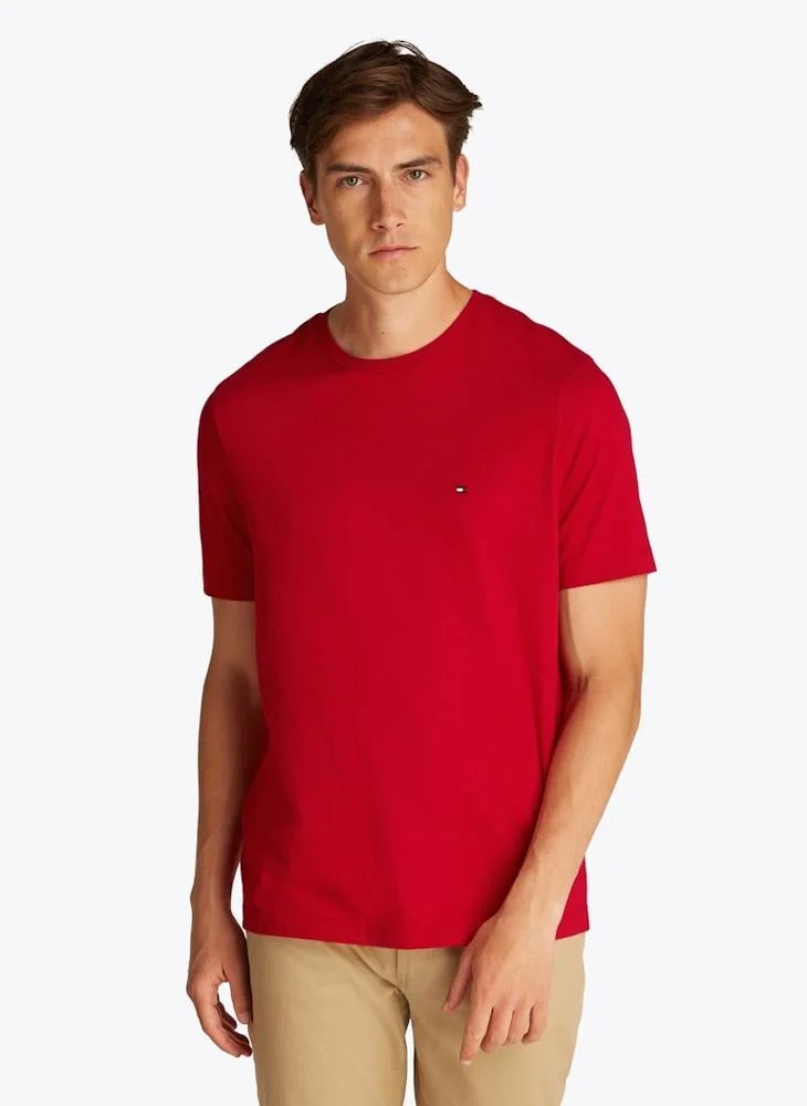TOMMY HILFIGER Flag Embroidery Crew Neck T-Shirt