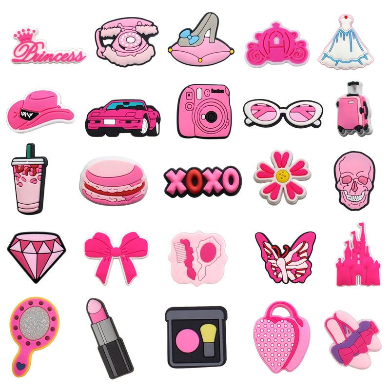 BULKITEM 25PCS Pink Girl Theme Shoe Decoration Charms, Pink Gifts,Pink Shoe Charms Accessories Decorations for Boy Girl Women Men Teens Adults - Image 1
