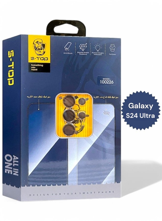 اس-توب بكج الحماية الكاملة الجديد لـ جالكسي اس 24 الترا (Samsung Galaxy S24 Ultra) مع حماية شاشة و كفر يدعم الشحن اللاسلكي (MagSafe) حماية كاملة لجهازك ضد الخدوش والسقوط (All in One), البكج الأصلي من S-TOP - Image 1