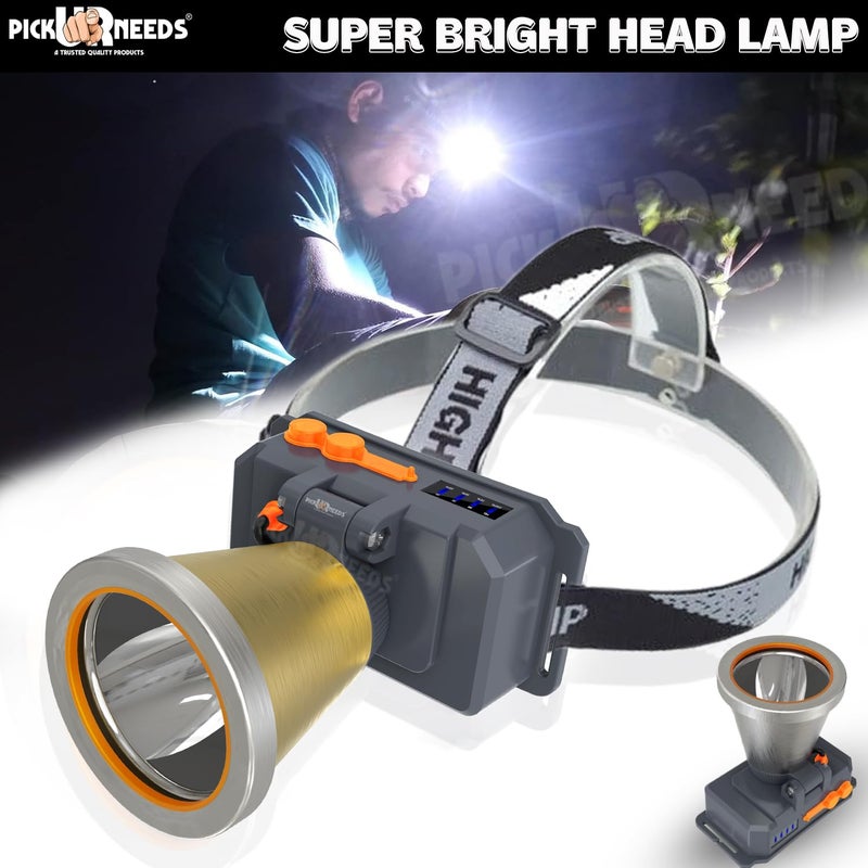 Pick Ur Needs 150 Watt Laser Rechargeable Head Lamp 3 LED Mode Aluminum Body 2000mAh Battery Head Torch/Headlamp for Camping (Gold) - Image 3
