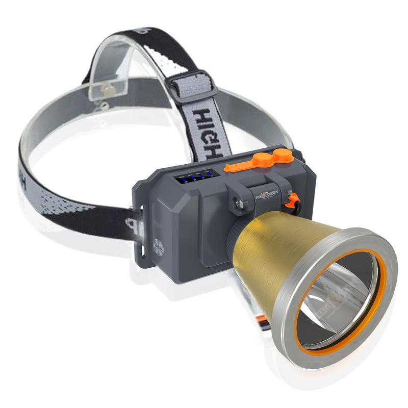 Pick Ur Needs 150 Watt Laser Rechargeable Head Lamp 3 LED Mode Aluminum Body 2000mAh Battery Head Torch/Headlamp for Camping (Gold) - Image 1