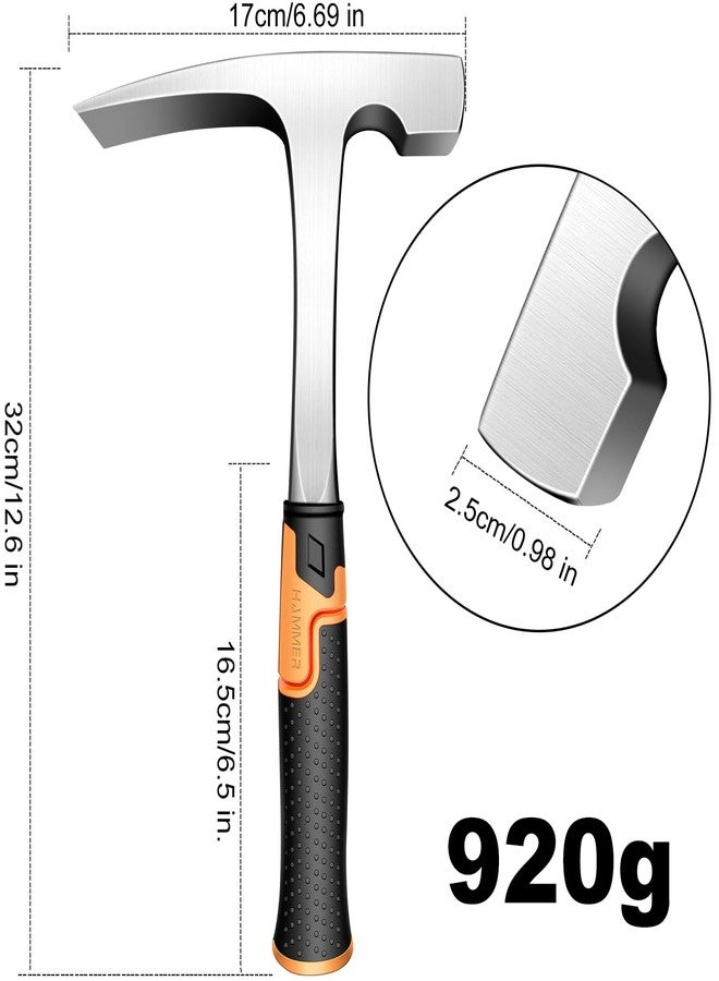 glorousamc Mason's/Bricklayer'sHammer-32 oz Brick Hammer Masonary Tool- Forged one piece Steel Construction&shock reduction handle（12.7inch） - Image 2