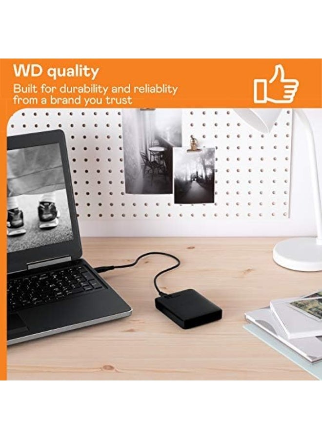 WDT قرص صلب خارجي محمول WD بسعة 2 تيرابايت لعائلة ويندوز، USB 3.2 Gen 1/USB 3.0 لجهاز الكمبيوتر وماك، جاهز للتوصيل والتشغيل - WDBU6Y0050BBK-WESN - Image 5
