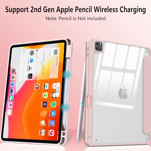 Xkladz Case for iPad Pro 11 inch 4th / 3rd / 2nd Generation (2022/2021/ 2020), Smart Pro 11 inch Case with Pencil Holder, Stand Clear Back Cover, Auto Sleep/Wake, Pink - Image 3