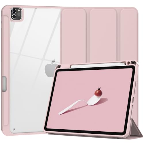 Xkladz Case for iPad Pro 11 inch 4th / 3rd / 2nd Generation (2022/2021/ 2020), Smart Pro 11 inch Case with Pencil Holder, Stand Clear Back Cover, Auto Sleep/Wake, Pink - Image 1