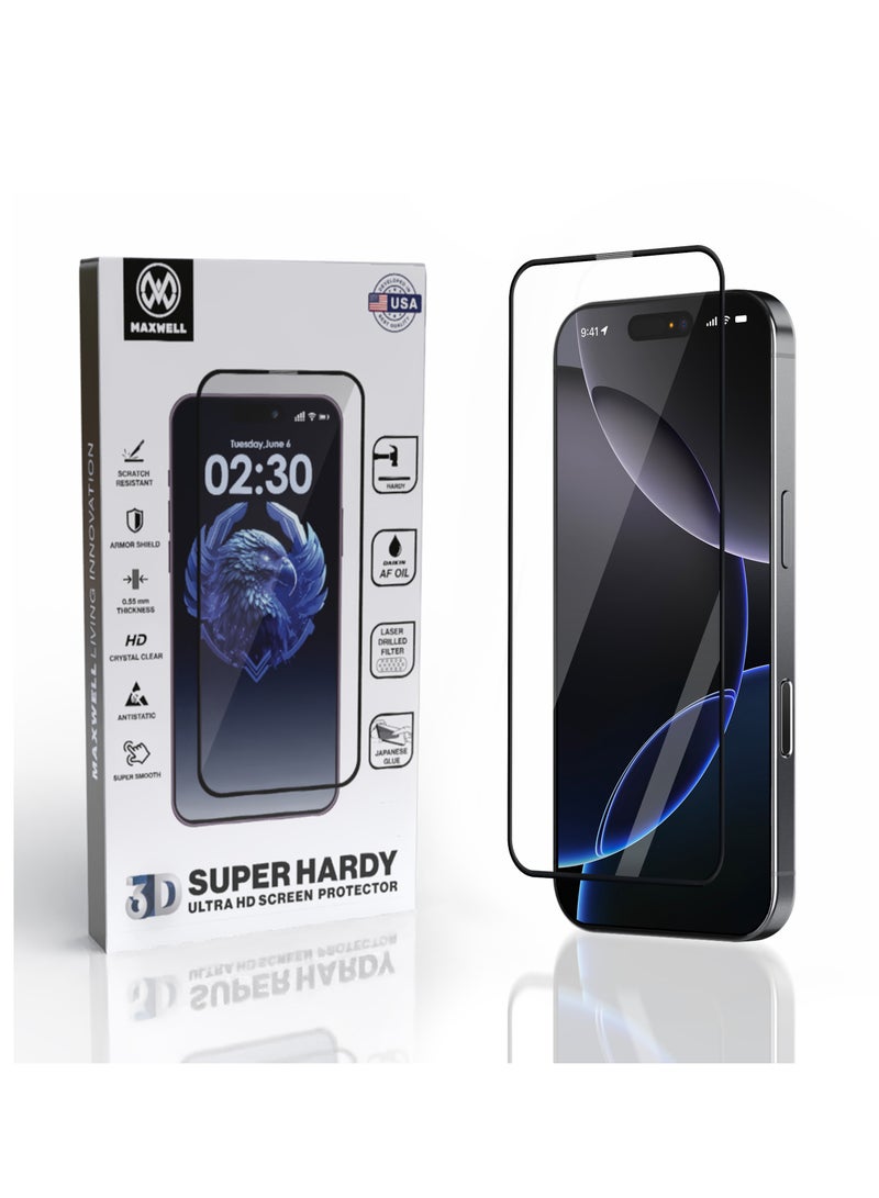 Maxwell Electronics Maxwell 3D Super Hardy Screen Protector Compatible with 16 Pro Ultra HD Scratch Resistant Armor Shield Crystal Clear Screen Protector Anti-Static, East to Install, Bubble Free Installation - Image 1