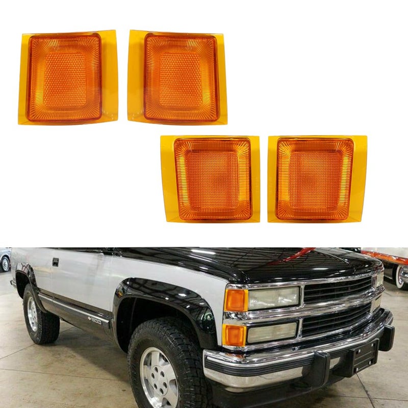 Tonsya For 19941999 Chevrolet CK 1500 2500 3500 Pickup9499 1500 2500 Suburban19951999 Chevrolet Tahoe94 Chevrolet Full Size Blazer Front Turn Signal Side Marker light housings Amber Lens 4pcs