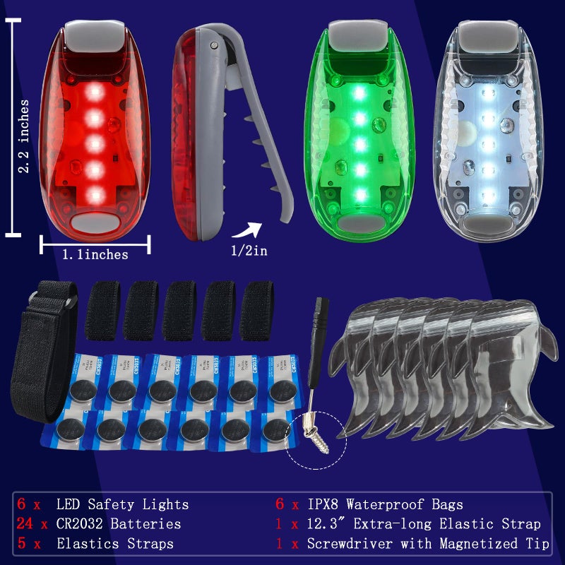 Amzonly 6pcs Navigation Lights for Boats Kayak, LED Safety Light, 3 Types Flashing Mode, Easy Clip-On Kit for Boat Bow, Stern, Mast, Paddles, Pontoon, Kayaking Accessories, Yacht, 12PCS Extra Batteries - Image 3