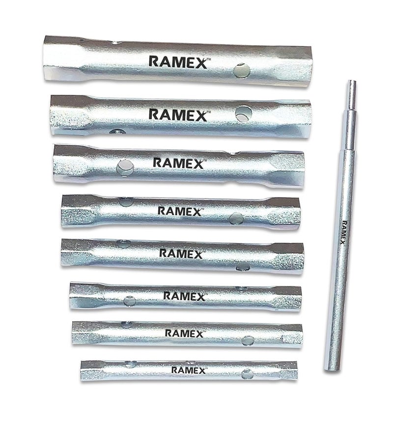 Ramex Tubular Box Wrench 6x7mm To 20x22mm, Tubular Box Spanner, Tube Spanner Wrench, Bike Wrench Set, Metric Socket Set Of 8 Pcs (Blue And Yellow Pouch Packing) - Image 2
