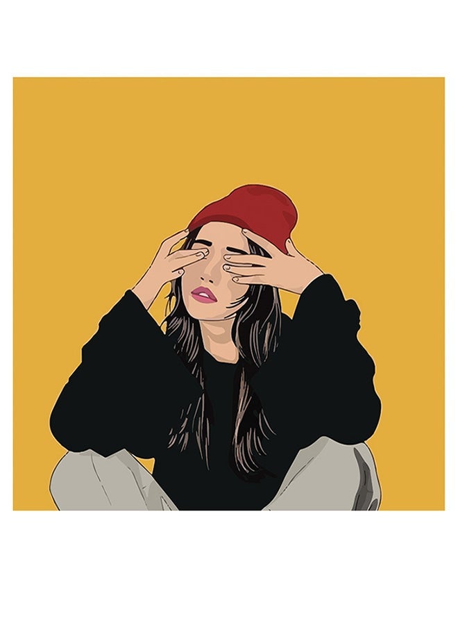 RYN Woman Themed Wall Art Yellow/Red/Black 30x30cm - Image 2