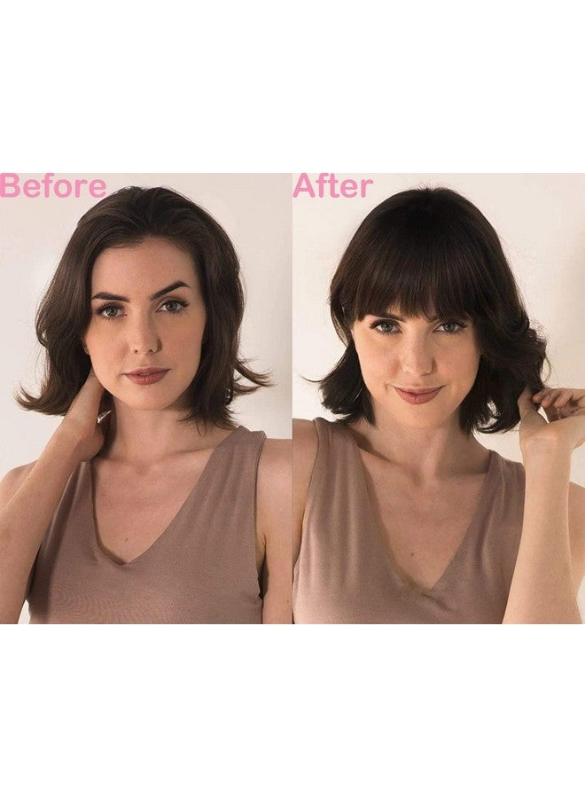 BLUSHIA Double Clip in Bangs- Fake Bangs Synthetic Hair Bangs Clip (Pack of 1) Hair Extensions Wispy Bangs Clip On Air Bangs for Women, Brown Color - Image 5