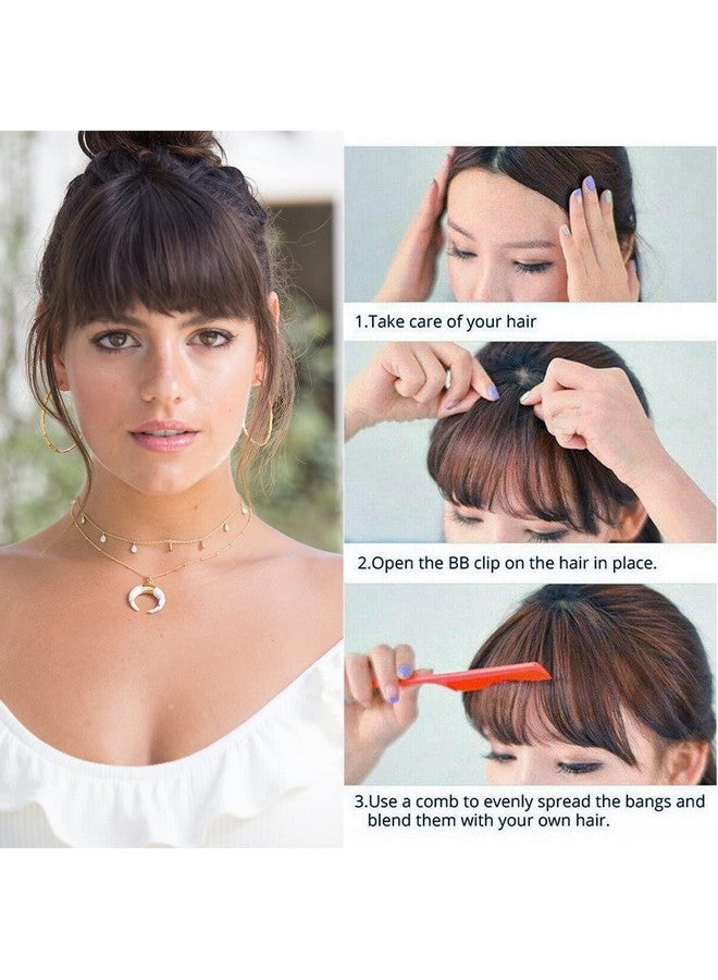 BLUSHIA Double Clip in Bangs- Fake Bangs Synthetic Hair Bangs Clip (Pack of 1) Hair Extensions Wispy Bangs Clip On Air Bangs for Women, Brown Color - Image 3