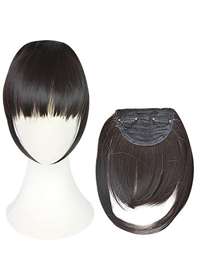 BLUSHIA Double Clip in Bangs- Fake Bangs Synthetic Hair Bangs Clip (Pack of 1) Hair Extensions Wispy Bangs Clip On Air Bangs for Women, Brown Color - Image 2