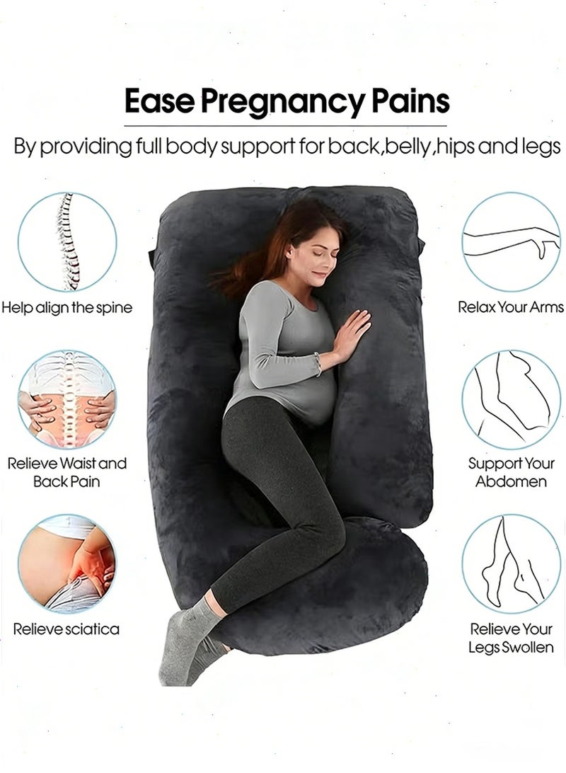 Yoawllty Maternity Pillow for Sleeping, Black Pregnancy Pillow, Full Body Pillow and Maternity Support with Replaceable and Washable Velvet Cover - Image 5