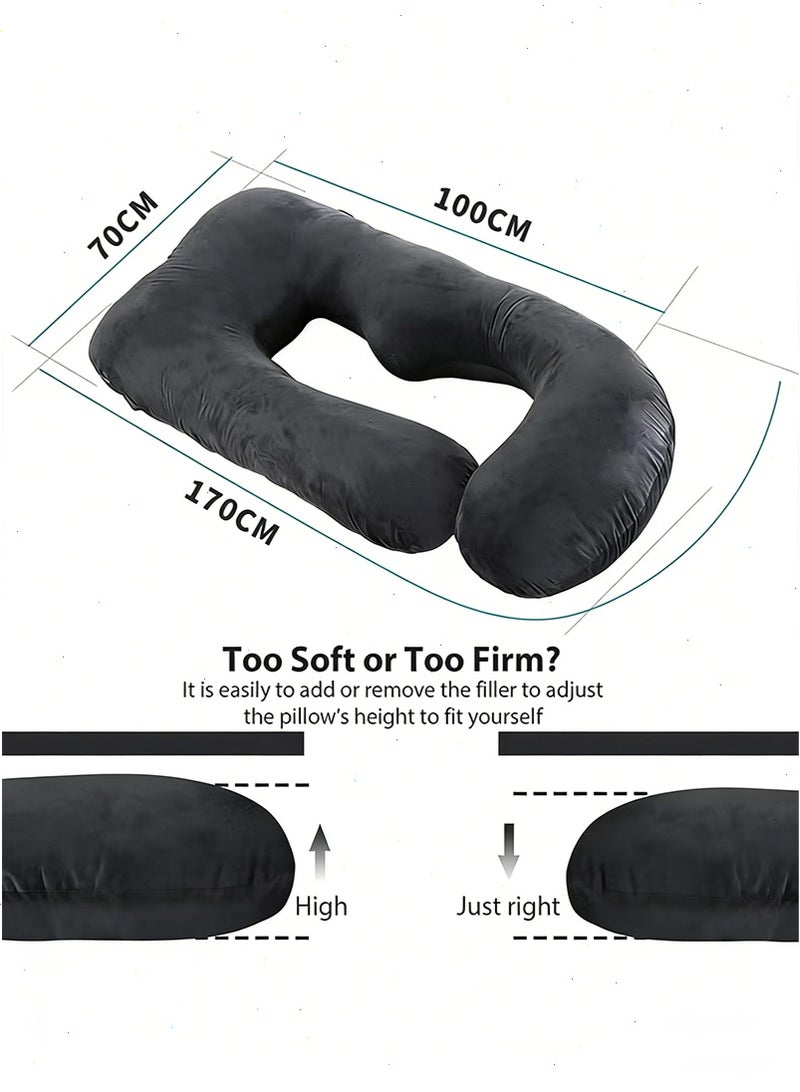 Yoawllty Maternity Pillow for Sleeping, Black Pregnancy Pillow, Full Body Pillow and Maternity Support with Replaceable and Washable Velvet Cover - Image 4