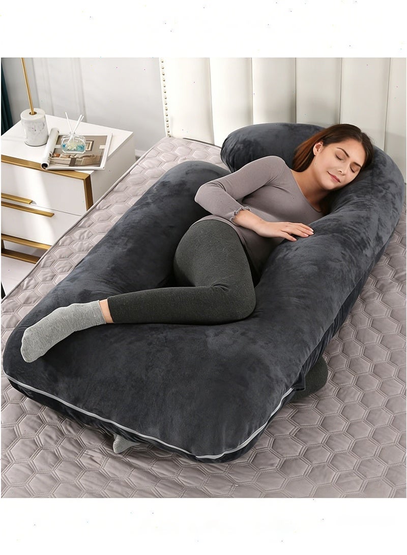 Yoawllty Maternity Pillow for Sleeping, Black Pregnancy Pillow, Full Body Pillow and Maternity Support with Replaceable and Washable Velvet Cover - Image 2