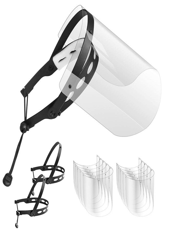 إيوا واقي وجه قابل للتعديل من إيوا (عبوة من قطعتين + 10 واقيات)، غطاء حماية شامل مع واقيات شفافة مضادة للضباب، واقيات وجه شفافة خفيفة الوزن (إطاران داعمان + 10 واقيات قابلة للاستبدال + 4 شرائط إسفنجية) - أسود - Image 1