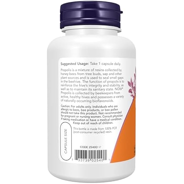 NOW Foods Supplements, Propolis 1,500 mg with 5:1 Concentrate, Natural Bee Product, 100 Veg Capsules - Image 3