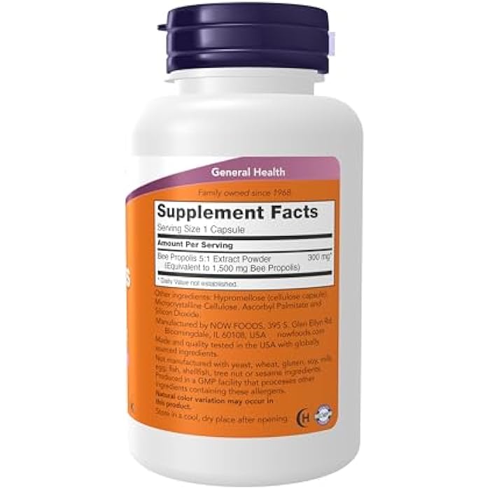 NOW Foods Supplements, Propolis 1,500 mg with 5:1 Concentrate, Natural Bee Product, 100 Veg Capsules - Image 2
