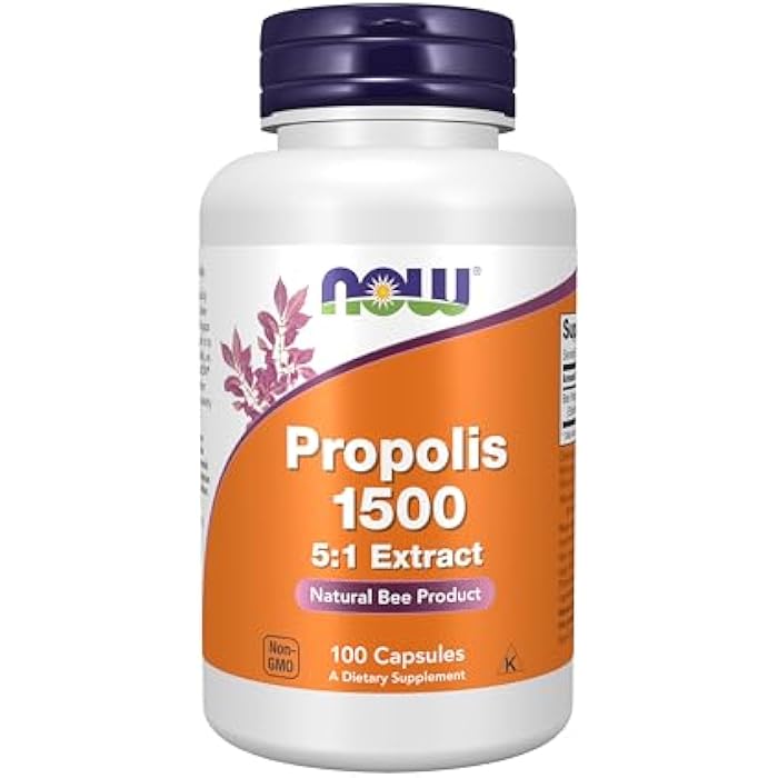 NOW Foods Supplements, Propolis 1,500 mg with 5:1 Concentrate, Natural Bee Product, 100 Veg Capsules - Image 1