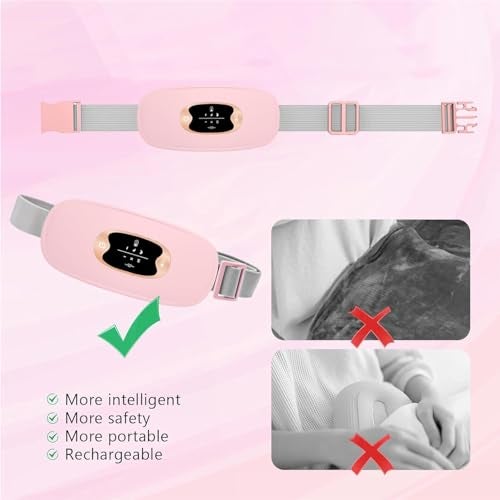 US1984 2 in 1 Period Heating Pad & Massagers | Cordless Period Cramp Relief | 3 Heat, 3 Massage Modes | Quick Heating Pad for Stomach, Back & Belly | Menstrual Period Pain Relief Pad for women (Pink) - Image 2