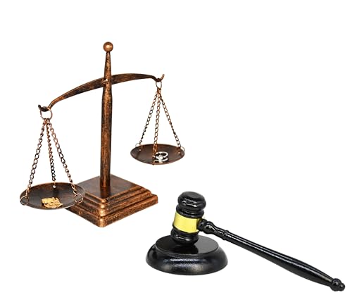 Owlgift Justice Scale with Fixed Beam and Gavel Set 81 Bronze Metal Scales of Justice with Wooden Judge Gavel Symbol of Fairness Law and Integrity Decorative Gift or Jewelry Display - Image 3