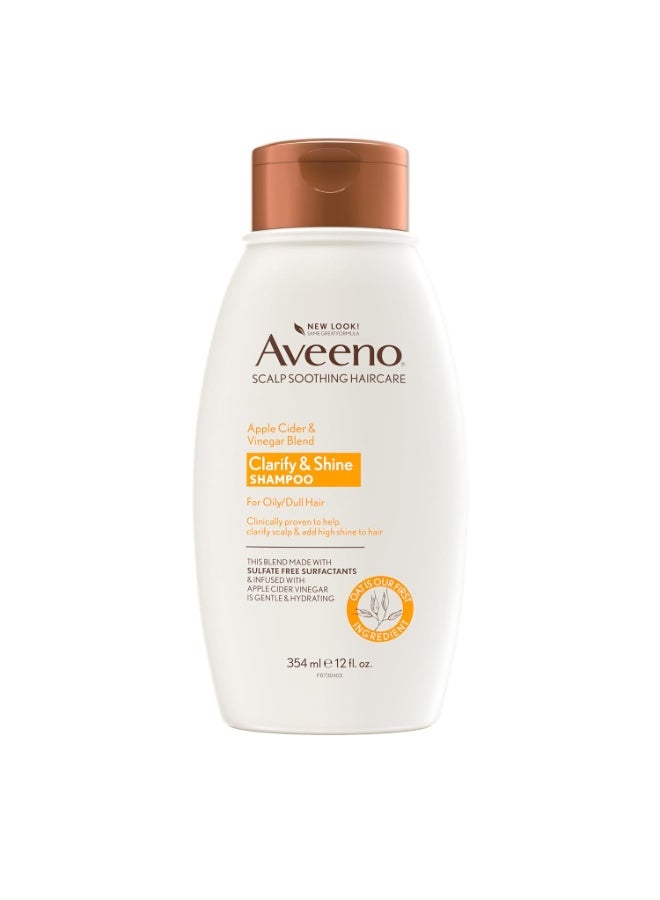 Aveeno Apple Cider Vinegar Clarifying Shampoo, Shine Enhancing, 12 fl oz - Image 1