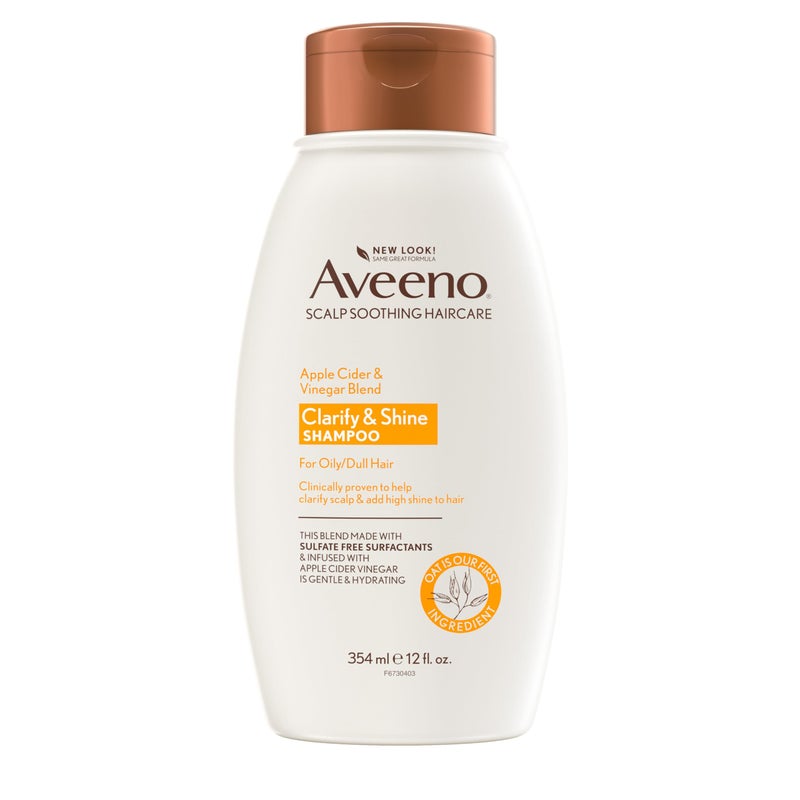 Aveeno Apple Cider Vinegar Clarifying Shampoo, Shine Enhancing, 12 fl oz - Image 1