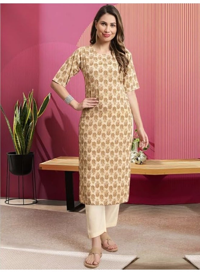 Pinkmint store Women's Crepe Kurta Pant Set Regular Wear (Pack of 2) M - Image 4