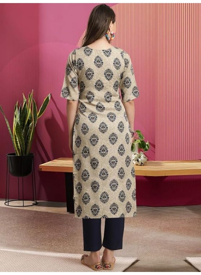 Pinkmint store Women's Crepe Kurta Pant Set Regular Wear (Pack of 2) M - Image 3