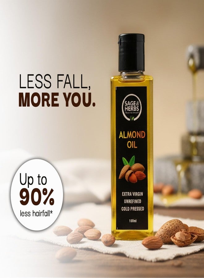 Sage & Herbs 100% Pure & Natural Cold Pressed Almond Oil - Rich in Vitamin E, Promotes Healthy Skin and Hair, Safe For Babies - Image 2