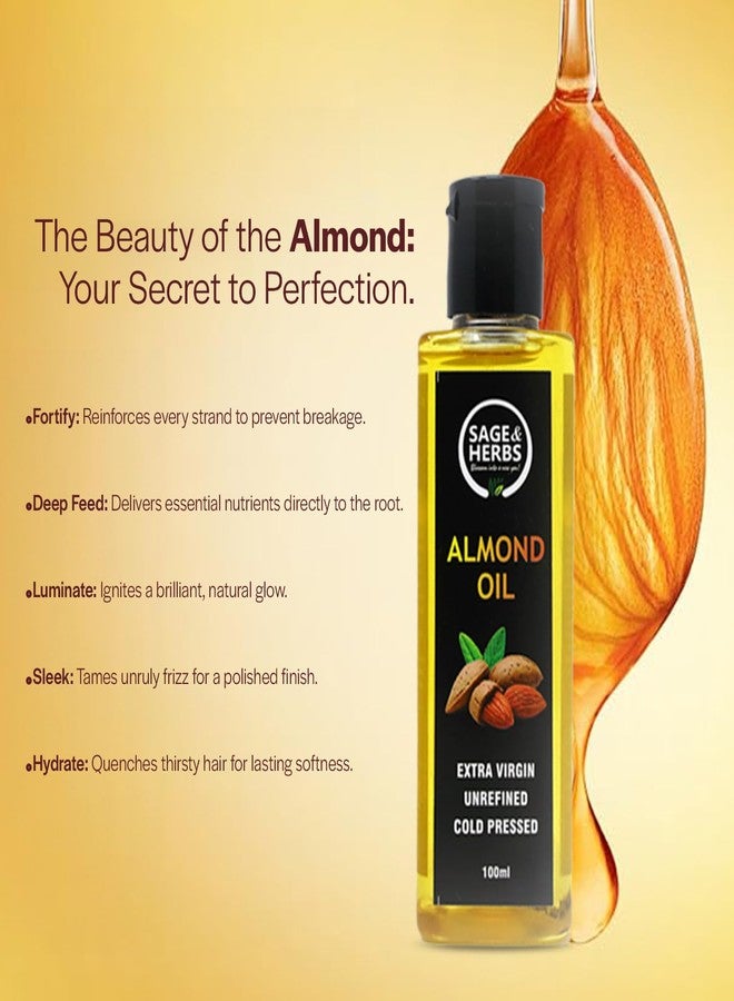 Sage & Herbs 100% Pure & Natural Cold Pressed Almond Oil - Rich in Vitamin E, Promotes Healthy Skin and Hair, Safe For Babies - Image 4