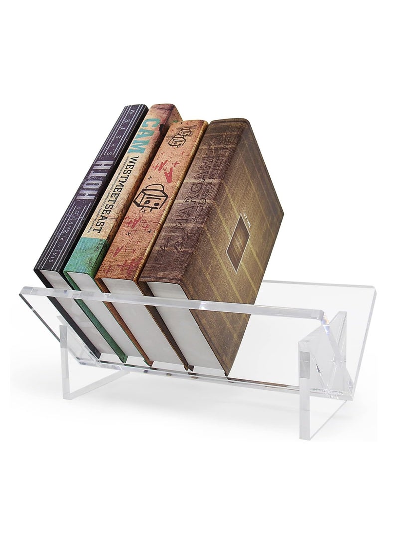 TPGP Desktop Bookshelf - Acrylic Desktop Bookcase - Clear Simple Bookshelves Book Display Rack Magazine Organizer Rack for Office Study Room Library Home - Image 1