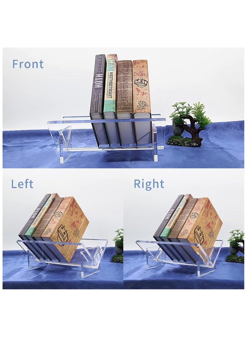TPGP Desktop Bookshelf - Acrylic Desktop Bookcase - Clear Simple Bookshelves Book Display Rack Magazine Organizer Rack for Office Study Room Library Home - Image 3
