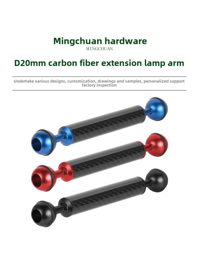 One-inch Double Ball Head Diameter D20mm Carbon Fiber Metal Lamp Arm Diving Photography Extension Fill Light Ball Head Arm-Color:8 Inches-Red  - Image 2