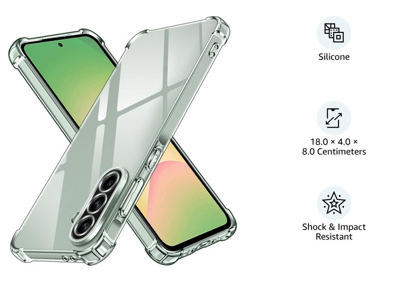 Lustree Samsung Galaxy M36 Plain Flexible Bumper Exclusive Transparent Shockproof Silicone Protective Back Cover Compatible with Samsung M36 5G - Transparent - Image 2