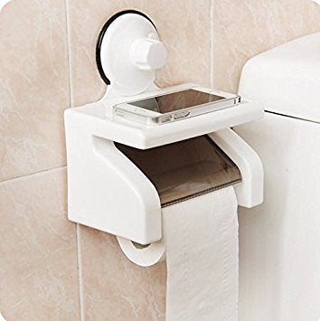 Drofail No Drill Self Adhesive Toilet Paper Holder for Bathroom/Toilet Roll Holder/Toilet Tissue Holder with Mobile Stand - White Color - Image 4