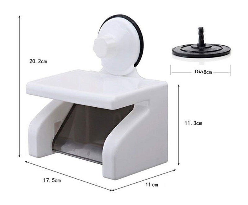 Drofail No Drill Self Adhesive Toilet Paper Holder for Bathroom/Toilet Roll Holder/Toilet Tissue Holder with Mobile Stand - White Color - Image 2