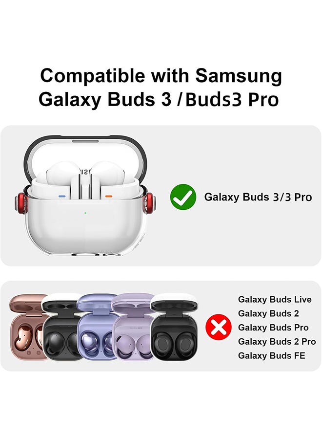 O Ozone For Samsung Galaxy Buds3 Case & Galaxy Buds 3 Pro Case Cover , Holder Clip Shockproof Flexible TPU Protection Case with Carabiner- Red - Image 2