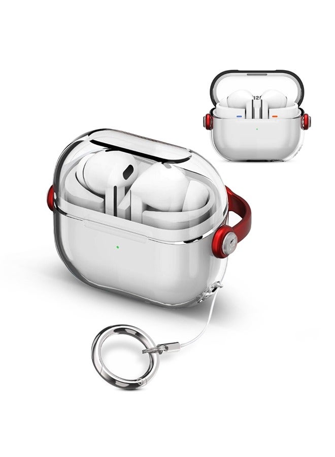 O Ozone For Samsung Galaxy Buds3 Case & Galaxy Buds 3 Pro Case Cover , Holder Clip Shockproof Flexible TPU Protection Case with Carabiner- Red - Image 1