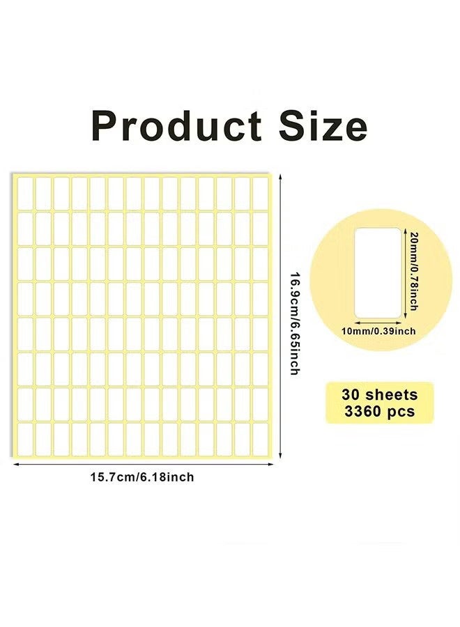 JS Labels Stickers, 3360 PCS Matte White Sticky Labels Stickers, Blank Labels, Can Labels Stickers for Writing, Small Sticky Labels, Label Stickers for Folder Envelope School Office Home (10 X 20 mm) - Image 2