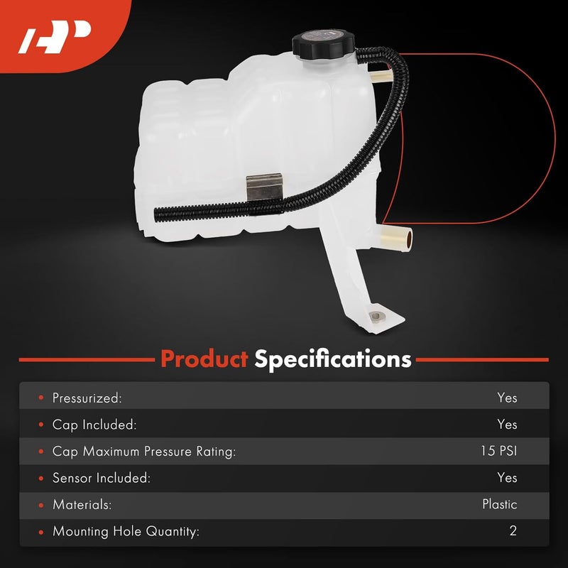 A-Premium Coolant Overflow Recovery Reservoir Tank [W/Sensor & Cap] Compatible with Chevrolet Silverado 1500 2500 3500, Suburban, Tahoe & GMC Sierra, Yukon & Cadillac Escalade - Image 2