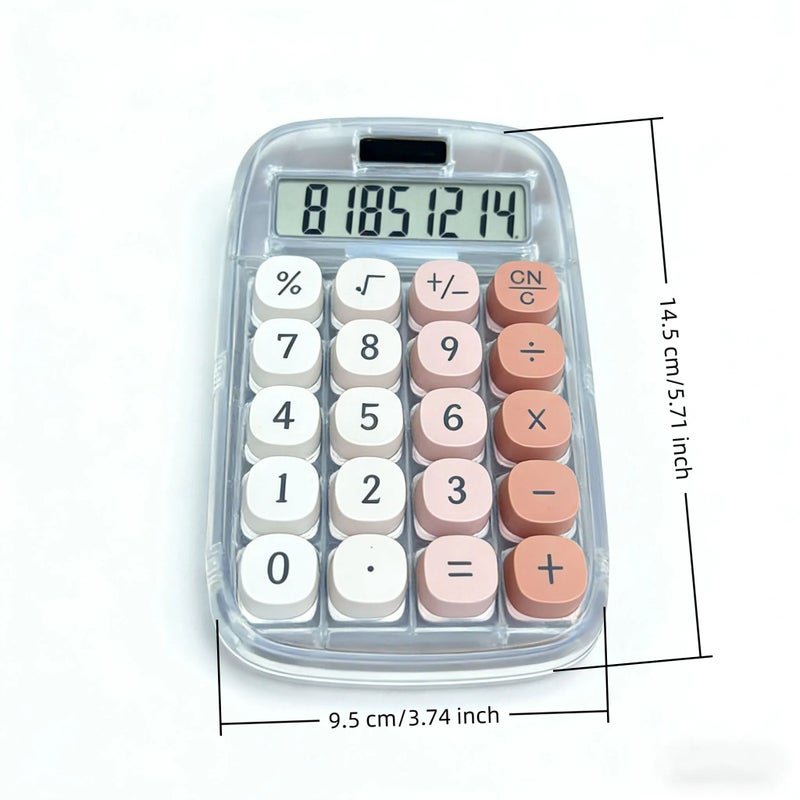 Purple Transparent Calculator with Large Screen Digital Display Solar Powered Quiet Keys Ideal for Learning Exam Office Finance Home Use Includes Random Butterfly Stickers - Image 2