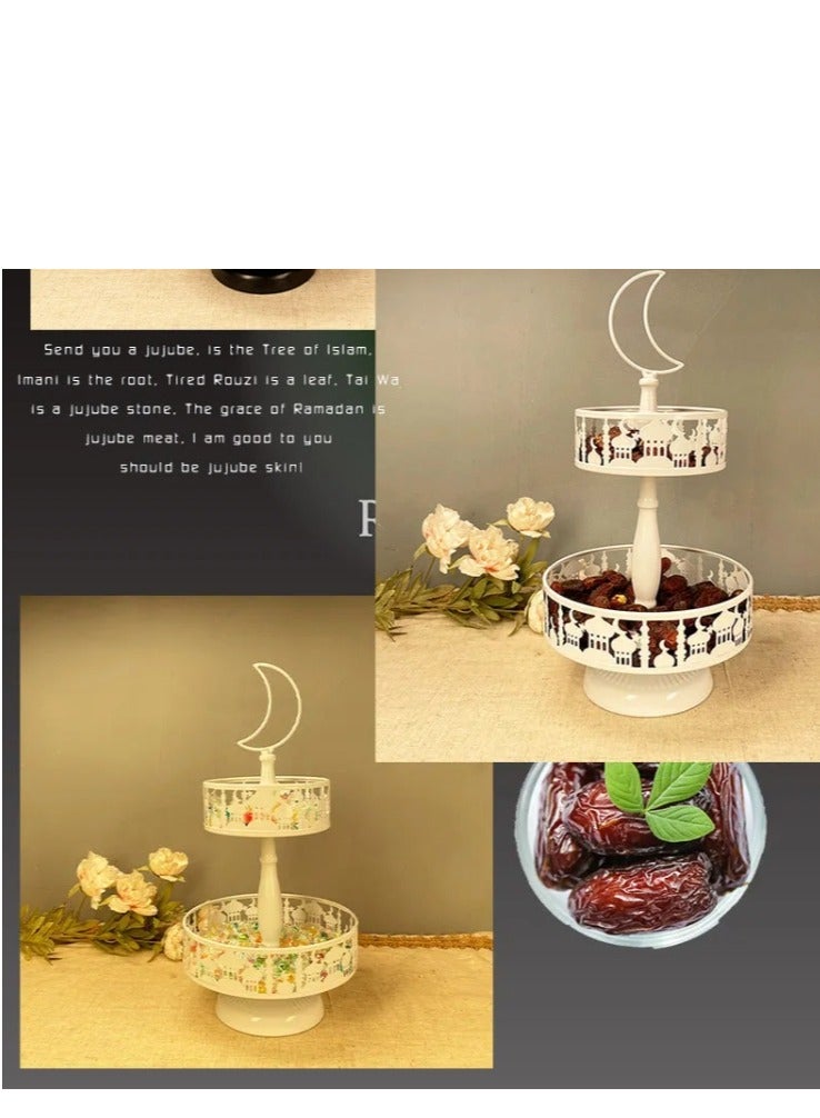 Y&D 2 Tier Ramadan Home Decoration Ramadan Tray Set Mubarak Iron Tray Candy Rack Removable Dessert Table Cake Rack Party Supplies  - Image 2