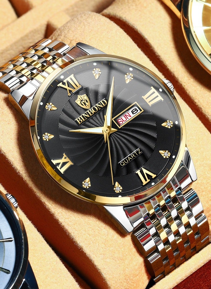 بينبوند ساعات رجالية كوارتز ساعة رجالية مقاومة للماء من الفولاذ المقاوم للصدأ ساعة رجالية كوارتز للأعمال - Image 1