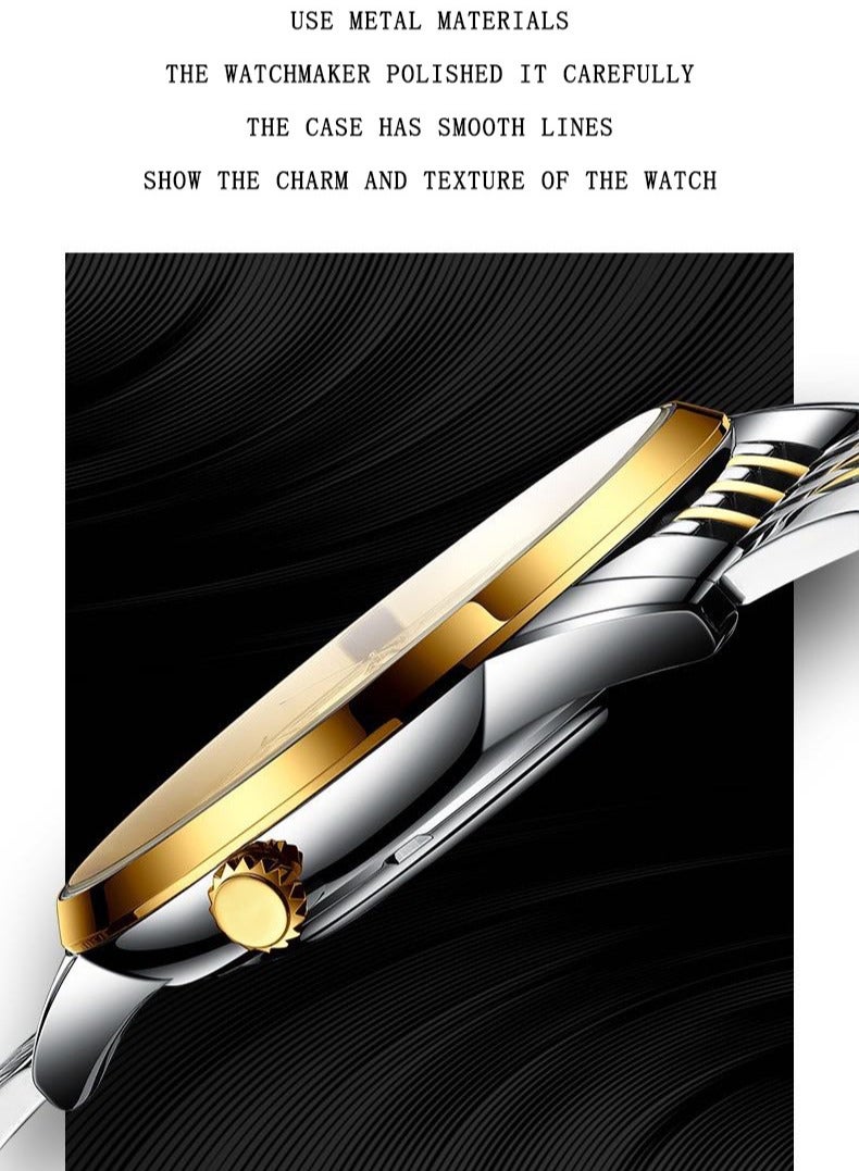 بينبوند ساعات رجالية كوارتز ساعة رجالية مقاومة للماء من الفولاذ المقاوم للصدأ ساعة رجالية كوارتز للأعمال - Image 3