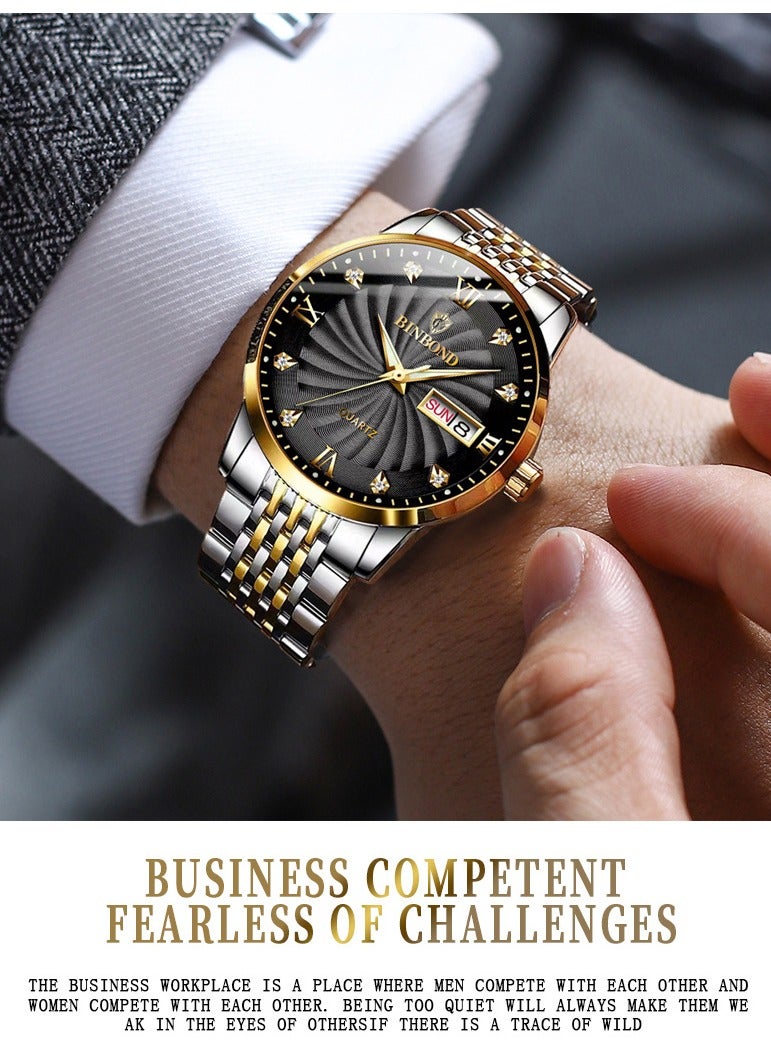 بينبوند ساعات رجالية كوارتز ساعة رجالية مقاومة للماء من الفولاذ المقاوم للصدأ ساعة رجالية كوارتز للأعمال - Image 2