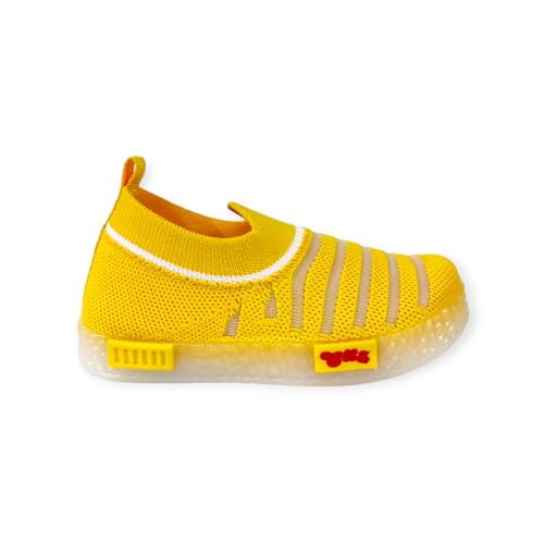 Coolz Kids Unisex Casual Knitted Shoes with Light Blink-02 for 1-4 Years Boys and Girls (Yellow, 18_Months) - Image 2