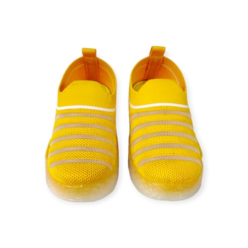 Coolz Kids Unisex Casual Knitted Shoes with Light Blink-02 for 1-4 Years Boys and Girls (Yellow, 18_Months) - Image 3
