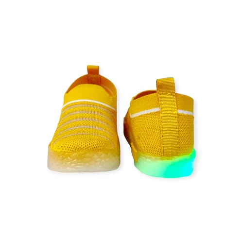 Coolz Kids Unisex Casual Knitted Shoes with Light Blink-02 for 1-4 Years Boys and Girls (Yellow, 18_Months) - Image 5